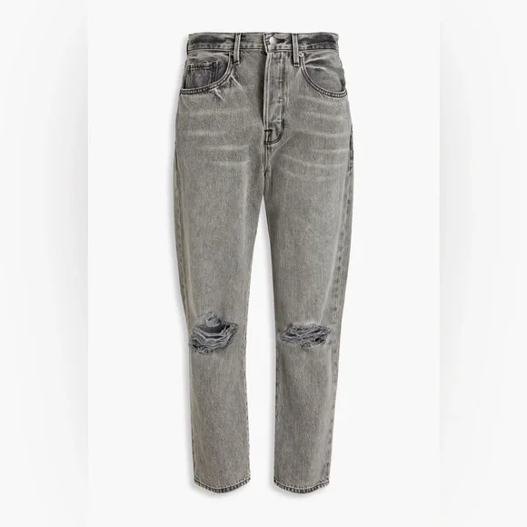 Frame Denim Gray le original Jeans with Distressed Knee